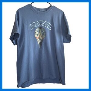 Eagles Band T-Shirt Mens Blue 2013 Tour Graphic Short Sleeve Crew Neck Tee